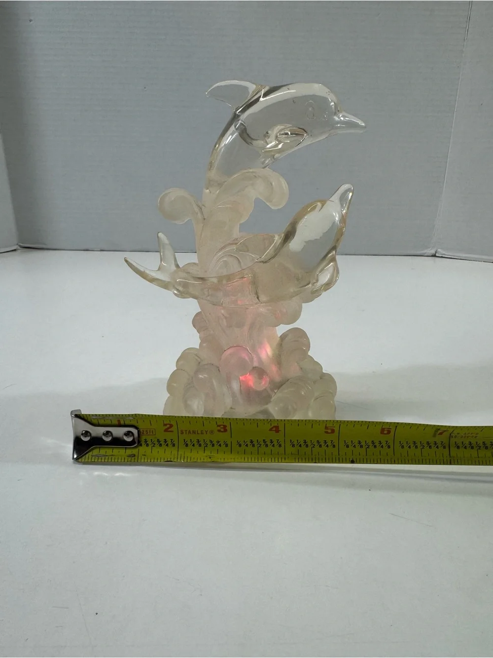Clear plastic Dolphin night light 1990s vintage Figurine color change